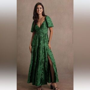 Azazie Carolynn Hunter Green Maxi Dress
